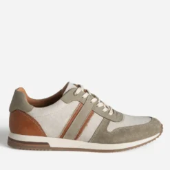 Tennis kaki et marron bi-matière