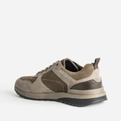 Tennis kaki et taupe cuir velours