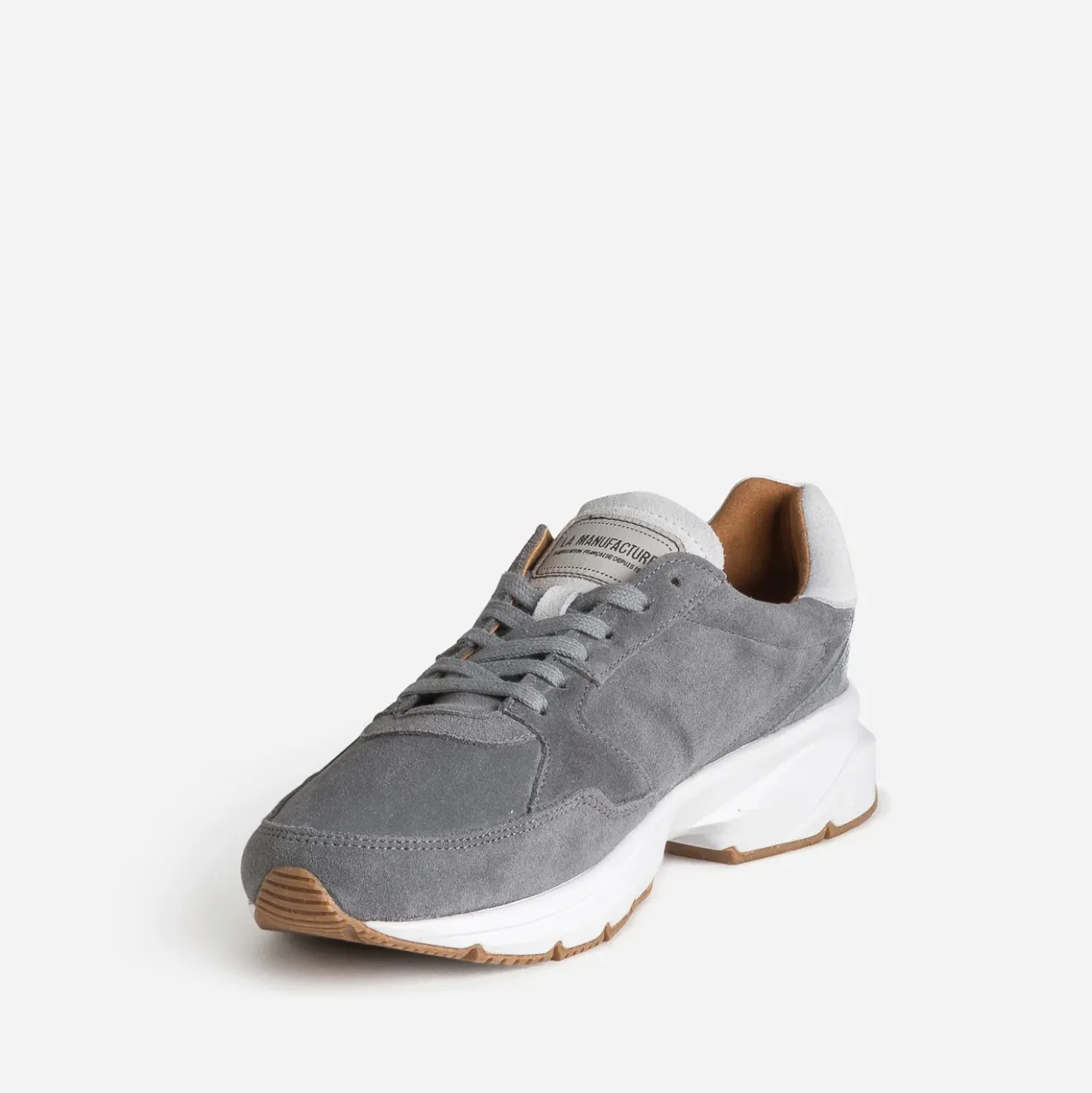 Tennis LA MANUFACTURE grise cuir velours