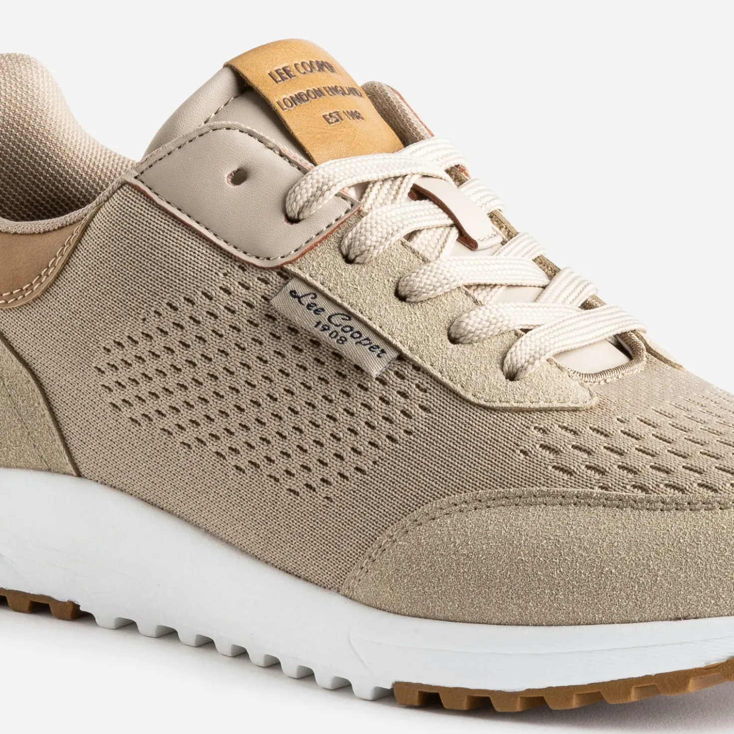 Tennis LEE COOPER beige en mesh détails camel