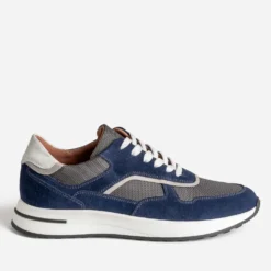 Tennis marine cuir bi-matière