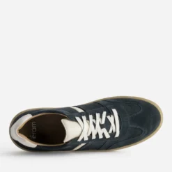 Tennis marine cuir velours