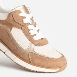 Tennis marron, beige et doré semelle amovible