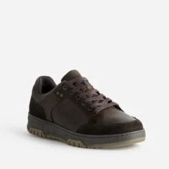 Tennis marron bi-matière