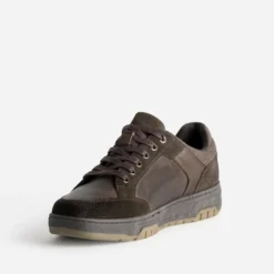 Tennis marron bi-matière