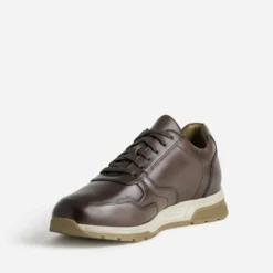 Tennis marron cuir avec zip côté