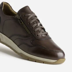 Tennis marron cuir avec zip côté