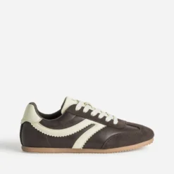 Tennis marron cuir détails écrus