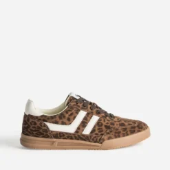 Tennis marron cuir motif léopard