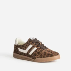 Tennis marron cuir motif léopard