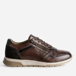 Tennis marron cuir zip côté