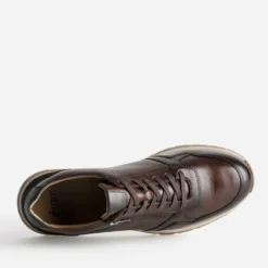 Tennis marron cuir zip côté