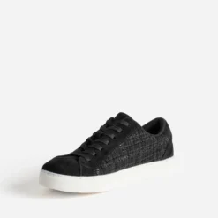 Tennis noire textile motif carreaux pailletés