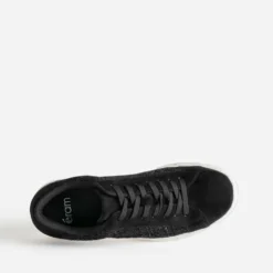 Tennis noire textile motif carreaux pailletés