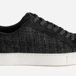 Tennis noire textile motif carreaux pailletés