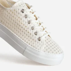 Tennis plateforme écrue résille façon crochet