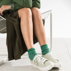 Tennis à plateforme TEXTO vert amande en toile