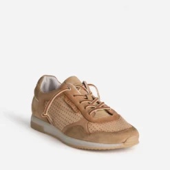 Tennis REDSKINS camel cuir perforé