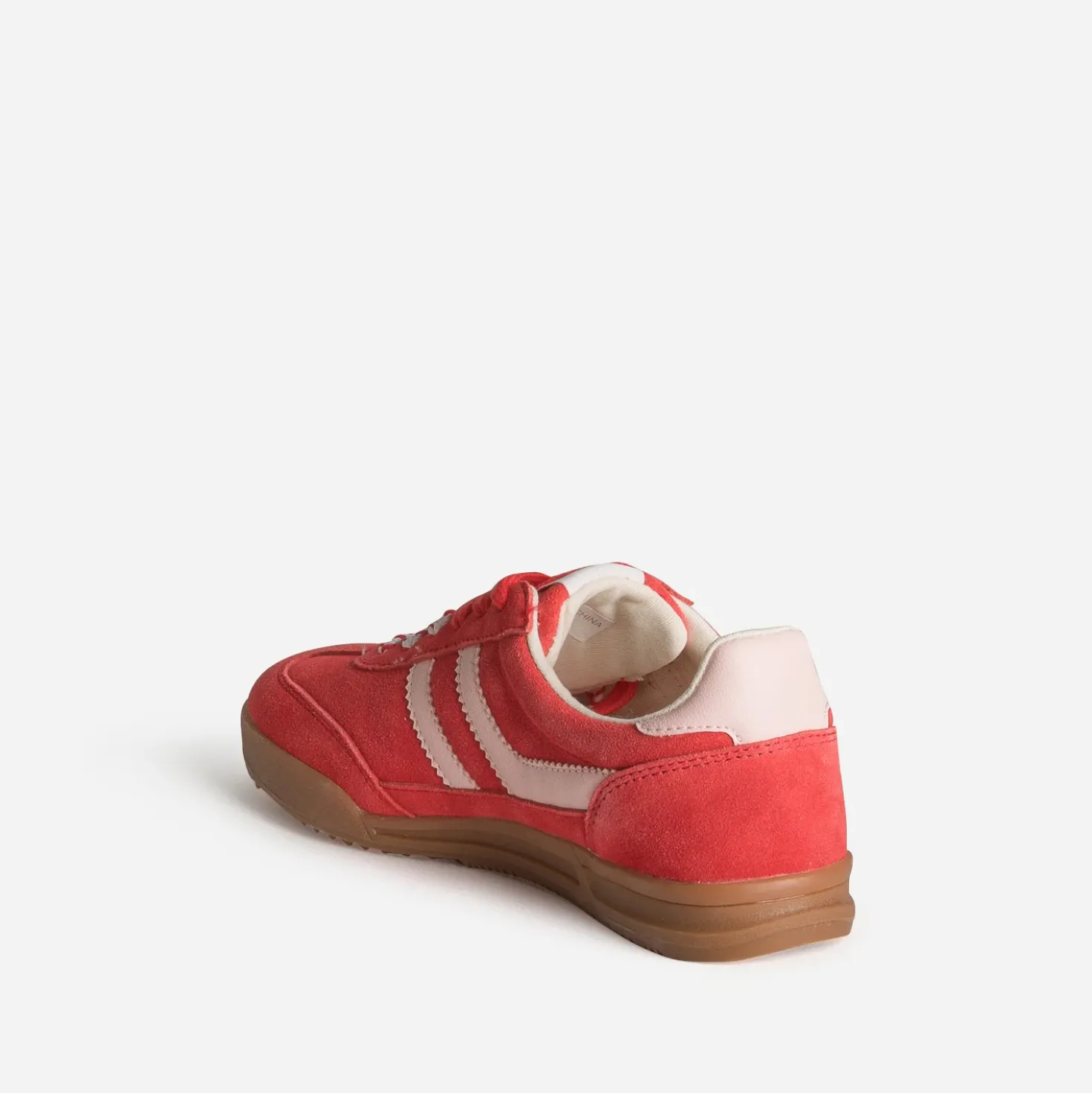 Tennis rouge cuir velours détails roses