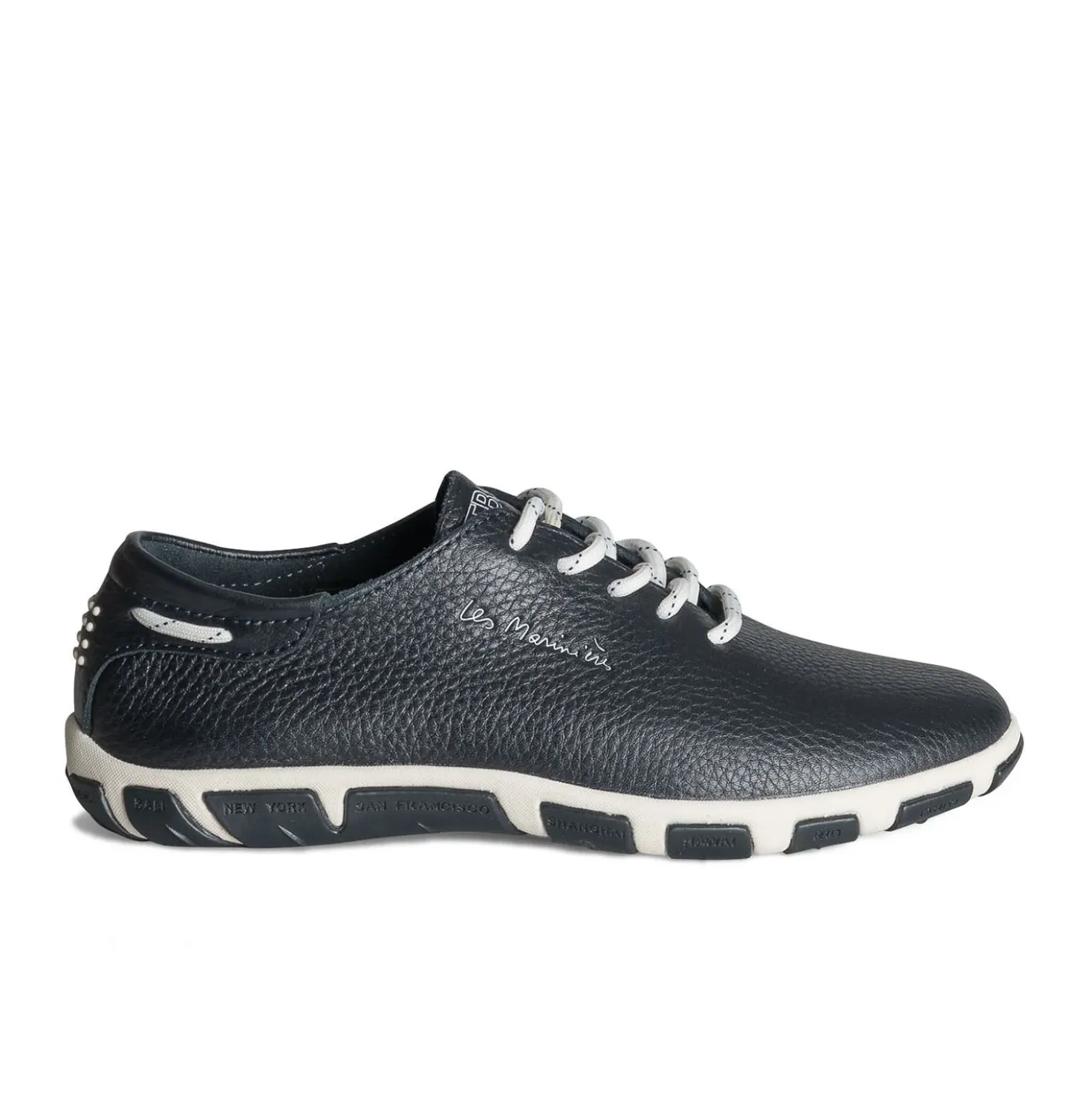 Tennis TBS bleu marine en cuir à semelle bicolore