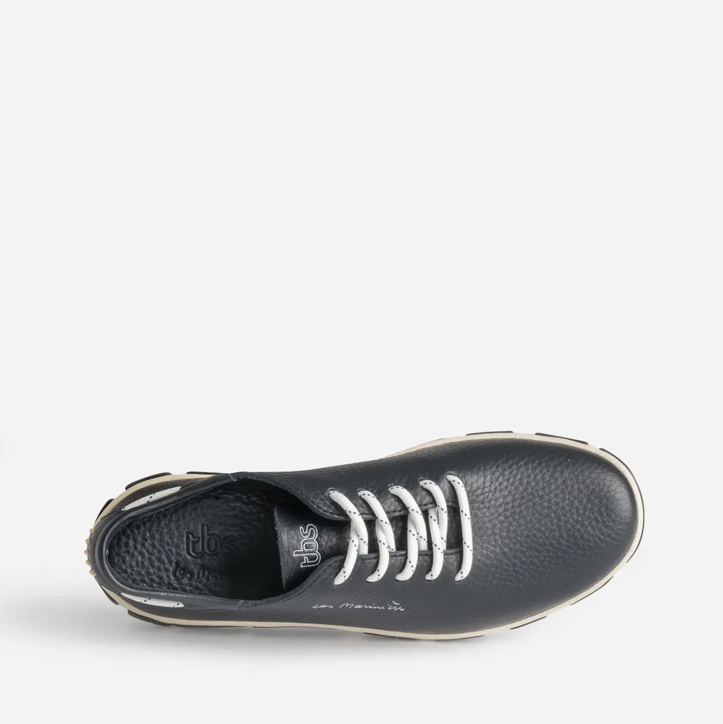 Tennis TBS bleu marine en cuir à semelle bicolore