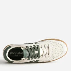 Tennis TEDDY SMITH beige cuir velours détails kaki