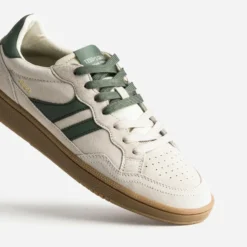 Tennis TEDDY SMITH beige cuir velours détails kaki