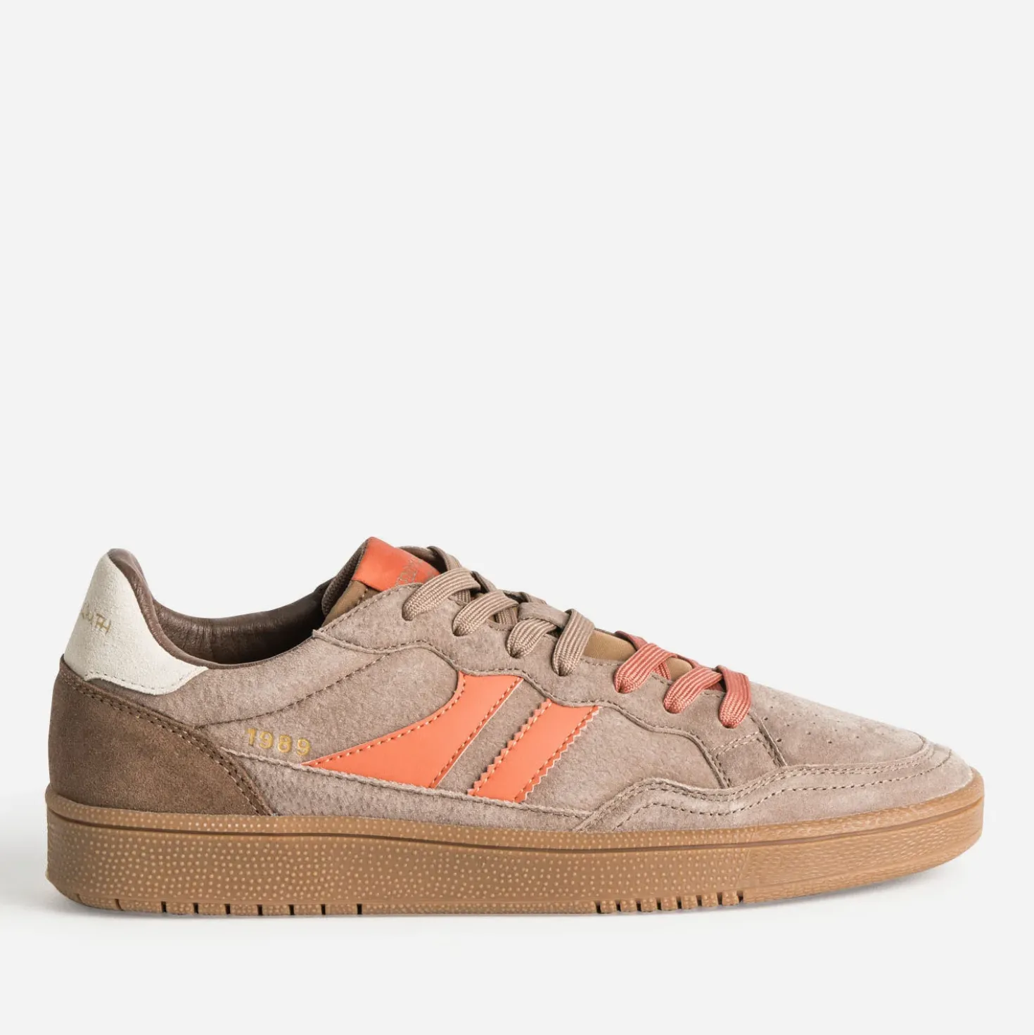 Tennis TEDDY SMITH camel cuir velours détails orange