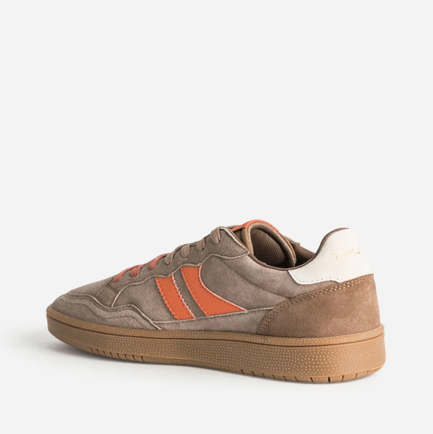 Tennis TEDDY SMITH camel cuir velours détails orange