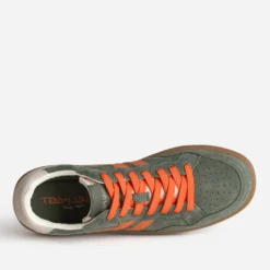 Tennis TEDDY SMITH kaki cuir velours détails orange