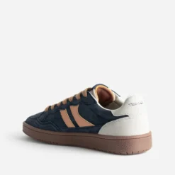 Tennis TEDDY SMITH marine cuir velours détails jaunes