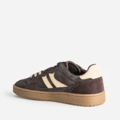 Tennis TEDDY SMITH marron cuir velours détails beige