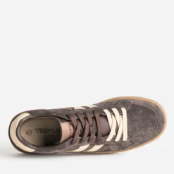 Tennis TEDDY SMITH marron cuir velours détails beige
