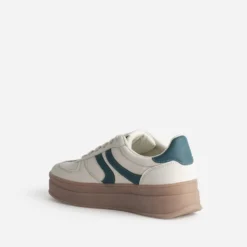 Tennis TEXTO beige et verte semelle épaisse
