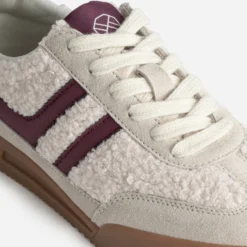 Tennis TEXTO beige sherpa et bordeaux