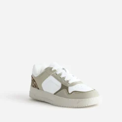 Tennis TEXTO blanche, beige, effet léopard