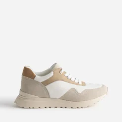 Tennis TEXTO blanche, beige et camel