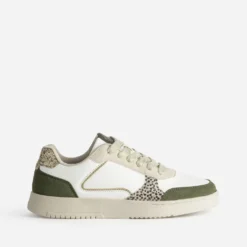 Tennis TEXTO blanche, beige et kaki