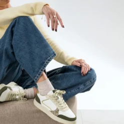Tennis TEXTO blanche, beige et kaki