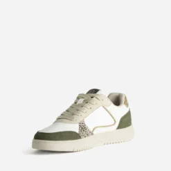 Tennis TEXTO blanche, beige et kaki