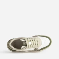 Tennis TEXTO blanche, beige et kaki