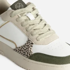 Tennis TEXTO blanche, beige et kaki