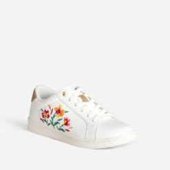 Tennis TEXTO blanche broderies exclusives fleurs