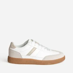 Tennis TEXTO blanche et taupe