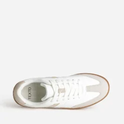Tennis TEXTO blanche et taupe