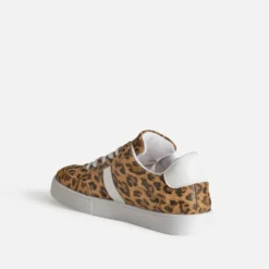 Tennis TEXTO camel cuir motif léopard