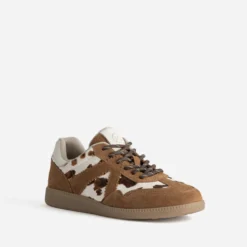 Tennis TEXTO camel cuir velours et vache
