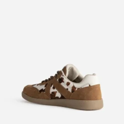 Tennis TEXTO camel cuir velours et vache