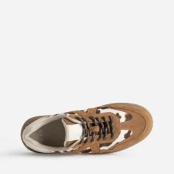 Tennis TEXTO camel cuir velours et vache