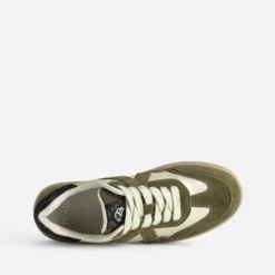 Tennis TEXTO kaki et doré cuir velours